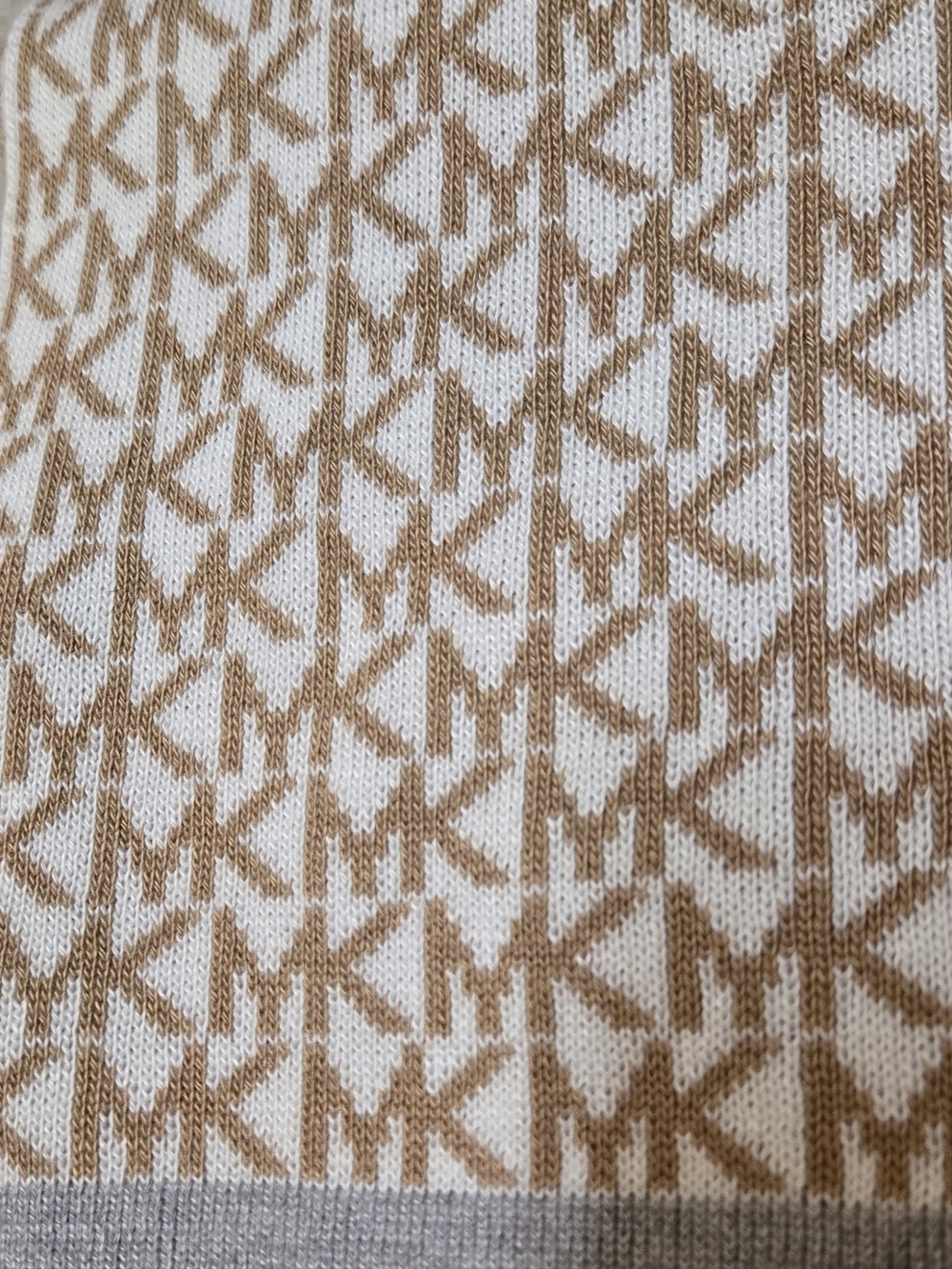 Michael Kors Reversible MK Monogram Scarf - Beige & Gray - Picture 2 of 3